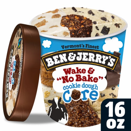 Ben & Jerry's Wake & No Bake Cookie Dough Core Ice Cream Perspective: front