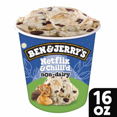 Ben & Jerry's Dairy Free Netflix & Chilll'd Almond Milk and Vegan Frozen Dessert Perspective: front