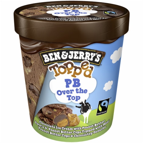 Ben & Jerry's Topped! Peanut Butter Over the Top Ice Cream Perspective: front