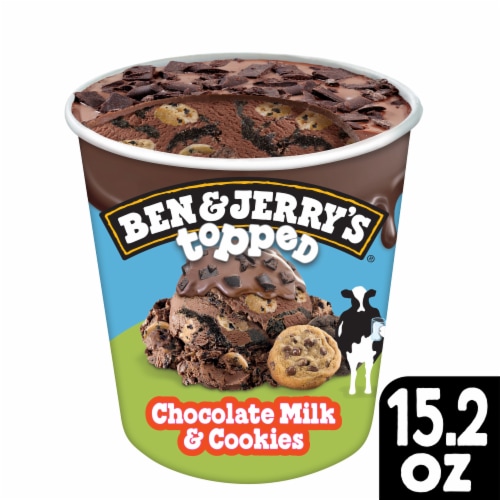 Ben & Jerry's® Topped Chocolate Milk & Cookies Ice Cream Perspective: front