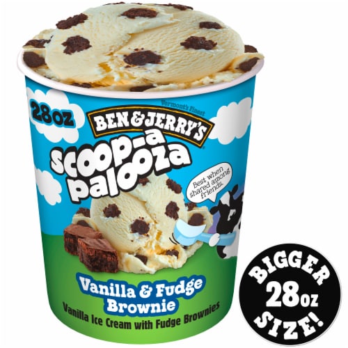 Ben & Jerry's Scoop-A-Palooza Vanilla & Fudge Brownie Ice Cream Perspective: front