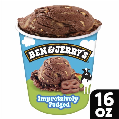 Ben & Jerry's Impretzively Fudged Chocolate Ice Cream Pint Perspective: front