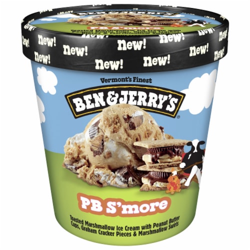 Ben & Jerry's PB S'more Marshmallow Ice Cream Pint Perspective: front