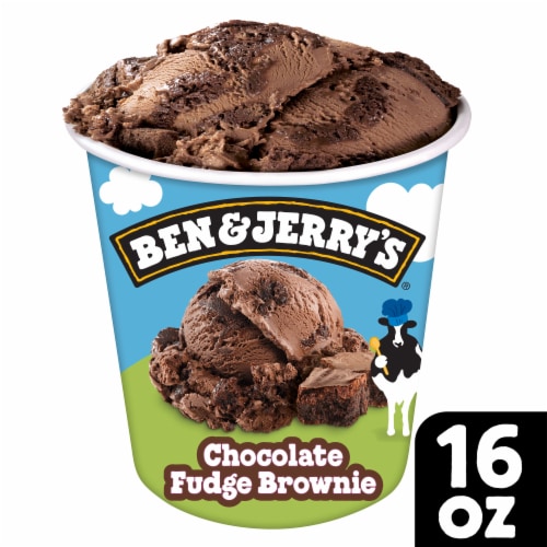 Ben & Jerry's Non-GMO Chocolate Fudge Brownie Chocolate Ice Cream Perspective: front