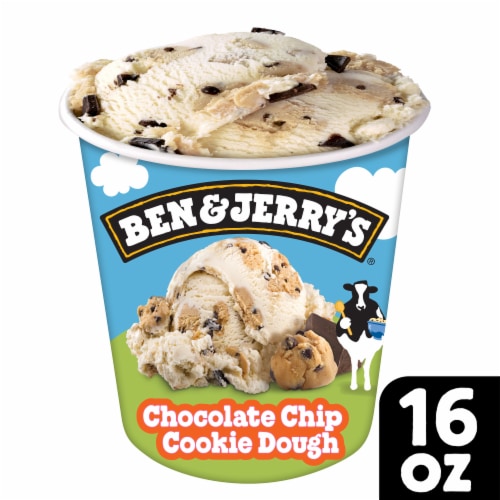 Ben & Jerry's Non-GMO Chocolate Chip Cookie Dough and Vanilla Ice Cream Perspective: front