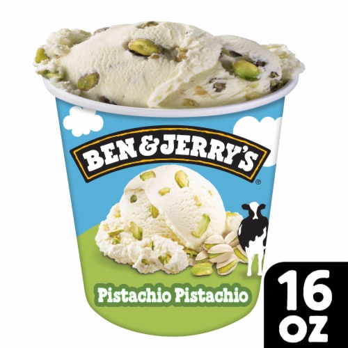 Ben & Jerry's Pistachio with Lightly Roasted Pistachios Ice Cream Pint Perspective: front