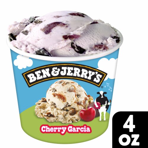 Ben & Jerry's Cherry Garcia with Cherries & Fudge Flakes Mini Ice Cream Cups Perspective: front