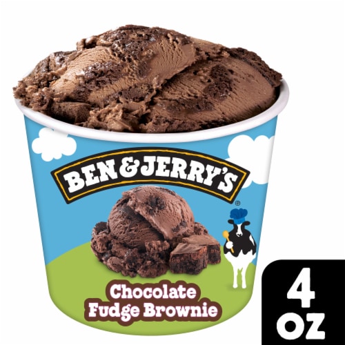 Ben & Jerry's Chocolate Fudge Brownie Chocolate with Fudge Brownies Mini Ice Cream Cups Perspective: front