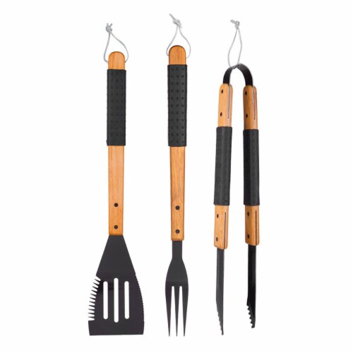 Mr. Bar-B-Q 02162XNST Mr. Bar-B-Q - 3 Piece Sure Grip Spatula Tongs, Perspective: front