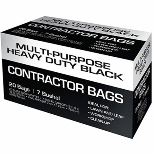 Petoskey Plastics FG-P9934-60 33 gal Heavy Duty 3-Ply Low Density Contractor Bags - Black, Bo Perspective: front
