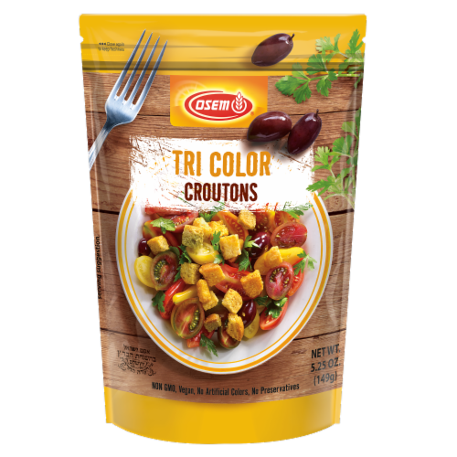 Osem Tri Color Mediterranean Croutons Perspective: front