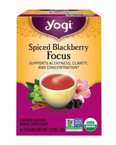 Yogi Spiced Blackberry Focus Organic Black Tea Bags Perspective: front