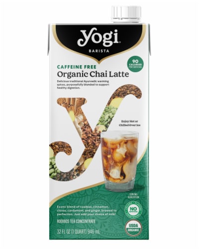 Yogi Barista Caffeine free Organic Chai Latte Herbal Tea Concentrate Perspective: front