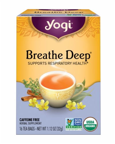 Yogi Breathe Deep Caffeine Free Tea Bags Perspective: front