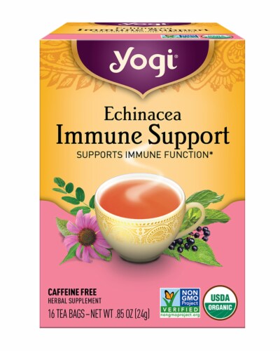 Yogi Echinacea Immune Support Caffeine Free Tea Bags Perspective: front