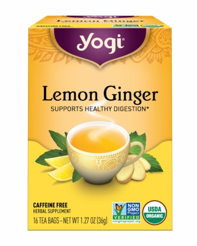 Yogi Lemon Ginger Organic Herbal Tea Bags Perspective: front