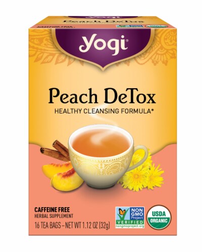 Yogi Peach Detox Organic Herbal Tea Bags Perspective: front
