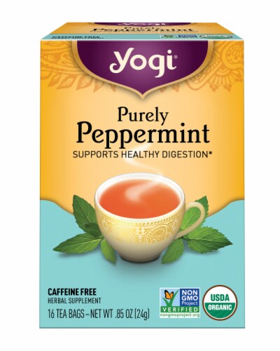 Yogi Organic Purely Peppermint Caffeine Free Tea Bags Perspective: front