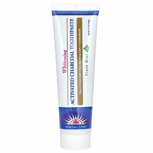 Heritage Store Activated Charcoal Whitening Toothpaste Fresh Mint - 5.1 oz (145 g) Perspective: front