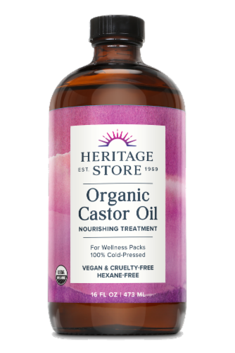 Heritage Store Organic Castor Oil Perspective: front