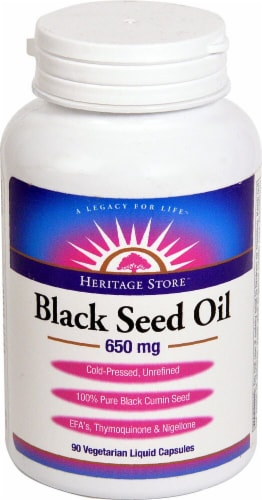 Heritage Store Black Seed Oil Liquid Capsules 650 mg Perspective: front