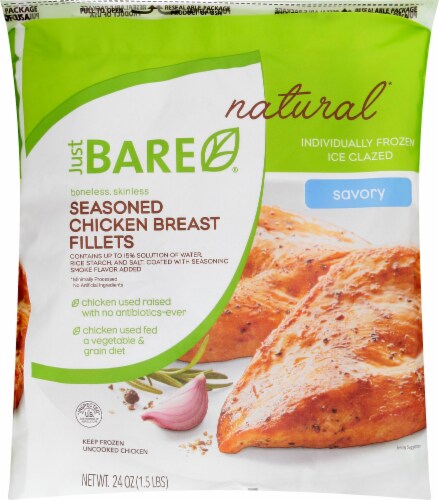 Just Bare Natural Savory Seasoned Chicken Breast Fillets, 24 oz