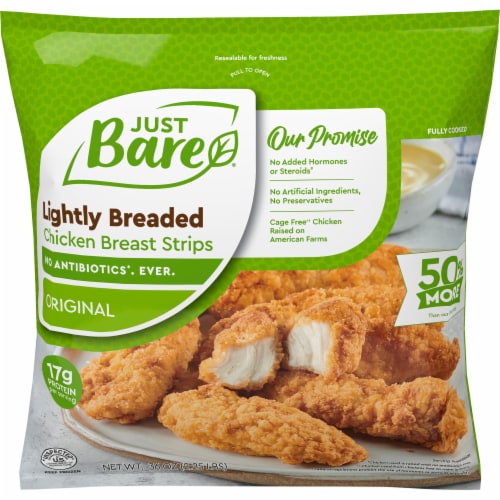 Just Bare Fully Cooked Lightly Breaded Chicken Breast Strips Perspective: front