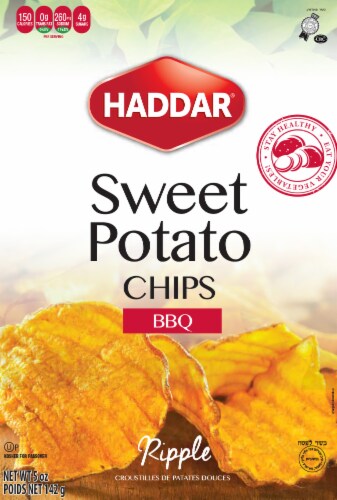 Haddar BBQ Sweet Potato Ripple Chips Perspective: front