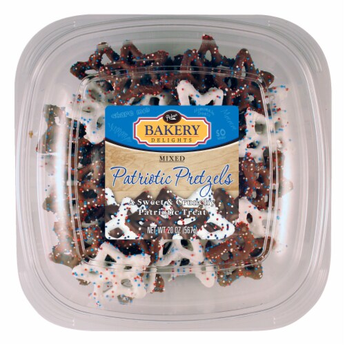 Palmer Candy Bakery Delights Sweet & Crunchy Mixed Patriotic Pretzels Perspective: front