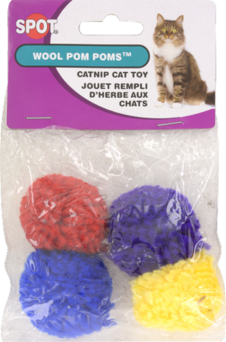 Spot Spotnips Catnip Toy, Wool Pom Poms with Catnip - 4 each