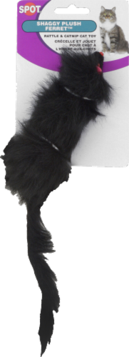 Spot Shaggy Plush Ferret Rattle & Catnip Cat Toy Perspective: front