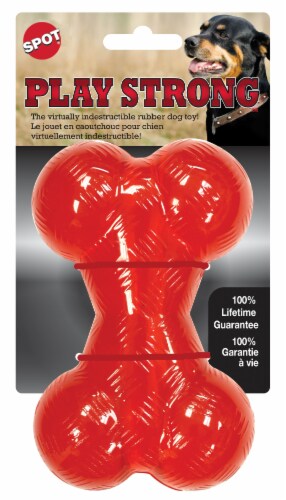 Spot® Play Strong™ Rubber Bone Dog Toy Perspective: front