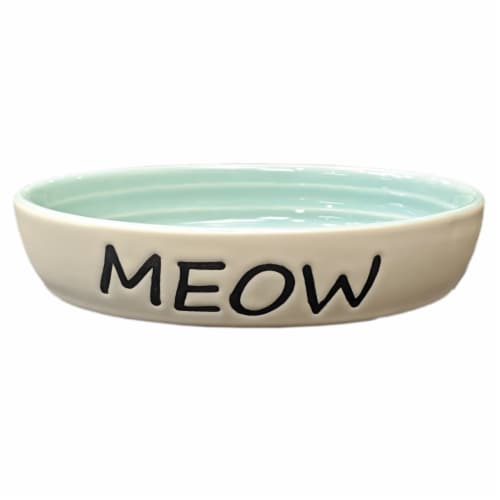Spot Oval Meow Dish - Green/White Perspective: front