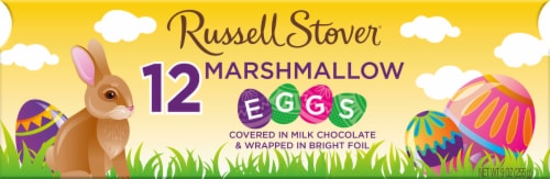 Russell Stover Milk Chocolate Marshmallow Egg Crate Easter Candy Perspective: front