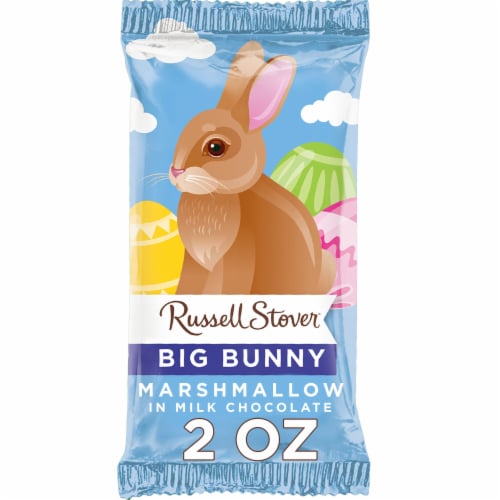RUSSELL STOVER Easter Bunny Marshmallow Milk Chocolate Candy Rabbit Perspective: front
