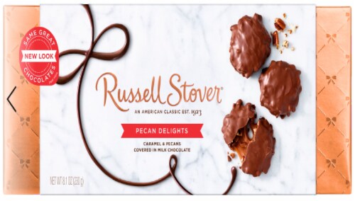 Russell Stover Pecan Delights Box Perspective: front