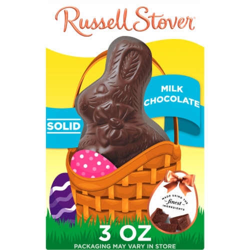 RUSSELL STOVER Easter Bunny Solid Milk Chocolate Candy Rabbit Perspective: front