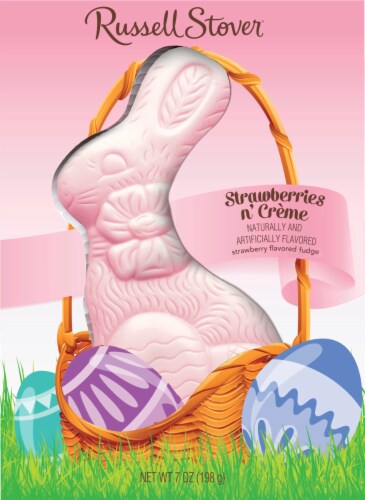 Russell Stover Solid Strawberries 'n Creme Pastel Rabbit Perspective: front