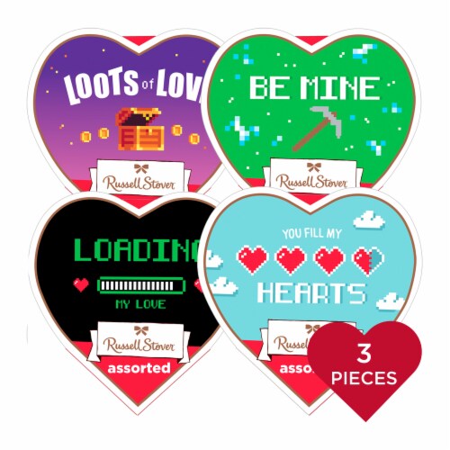 RUSSELL STOVER Valentine's Day Video Gamer Heart Assorted Milk & Dark Chocolate Gift Box Perspective: front