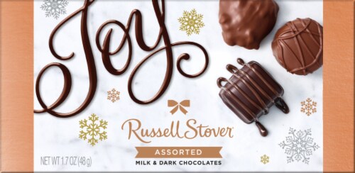 Russell Stover Assorted Milk & Dark Chocolate Box Perspective: front