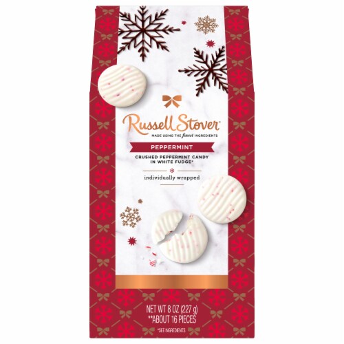Russell Stover® Peppermint & White Fudge Individually Wrapped Holiday Box Perspective: front