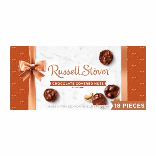 RUSSELL STOVER Milk Chocolate Covered Nuts Chocolate Gift Box Perspective: front