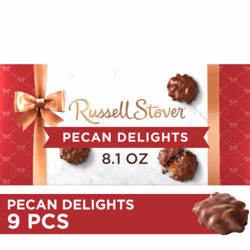 RUSSELL STOVER Pecan Delights Milk Chocolate Candy Gift Box Perspective: front