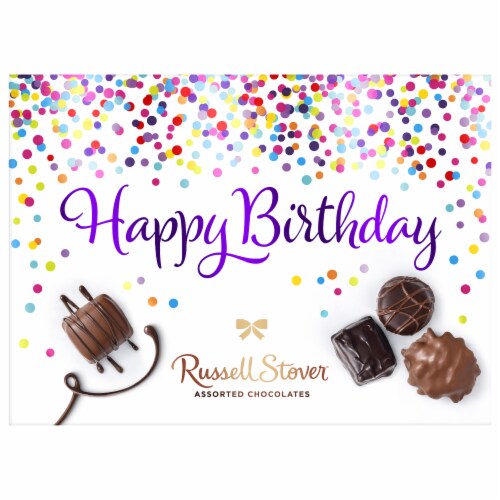 Russell Stover Happy Birthday Assorted Milk & Dark Chocolates Perspective: front