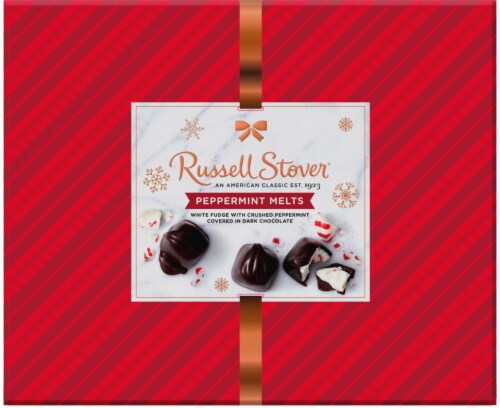Russell Stover Peppermint Melts in Dark Chocolate Perspective: front