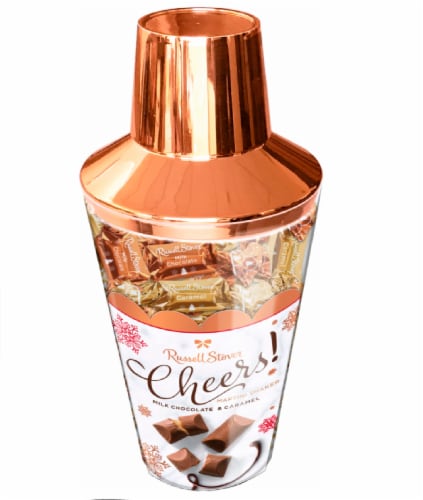 Russell Stover Cheers Milk Chocolate and Caramel Candy Martini Shaker Perspective: front