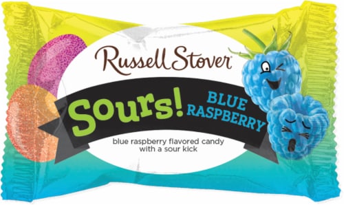 Russel Stover Blue Raspberry Sours! Candy Perspective: front