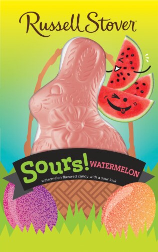Russell Stover Sours! Watermelon Flavored Candy Rabbit Perspective: front