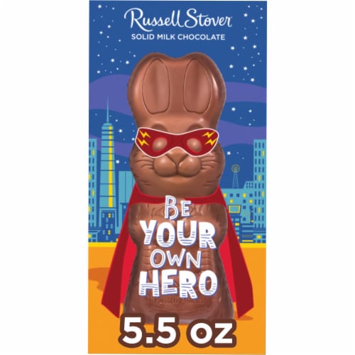 RUSSELL STOVER Easter Empowerment Solid Milk Chocolate Easter Bunny Perspective: front