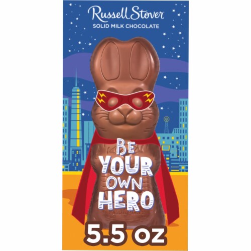 RUSSELL STOVER Easter Empowerment Solid Milk Chocolate Easter Bunny Perspective: front